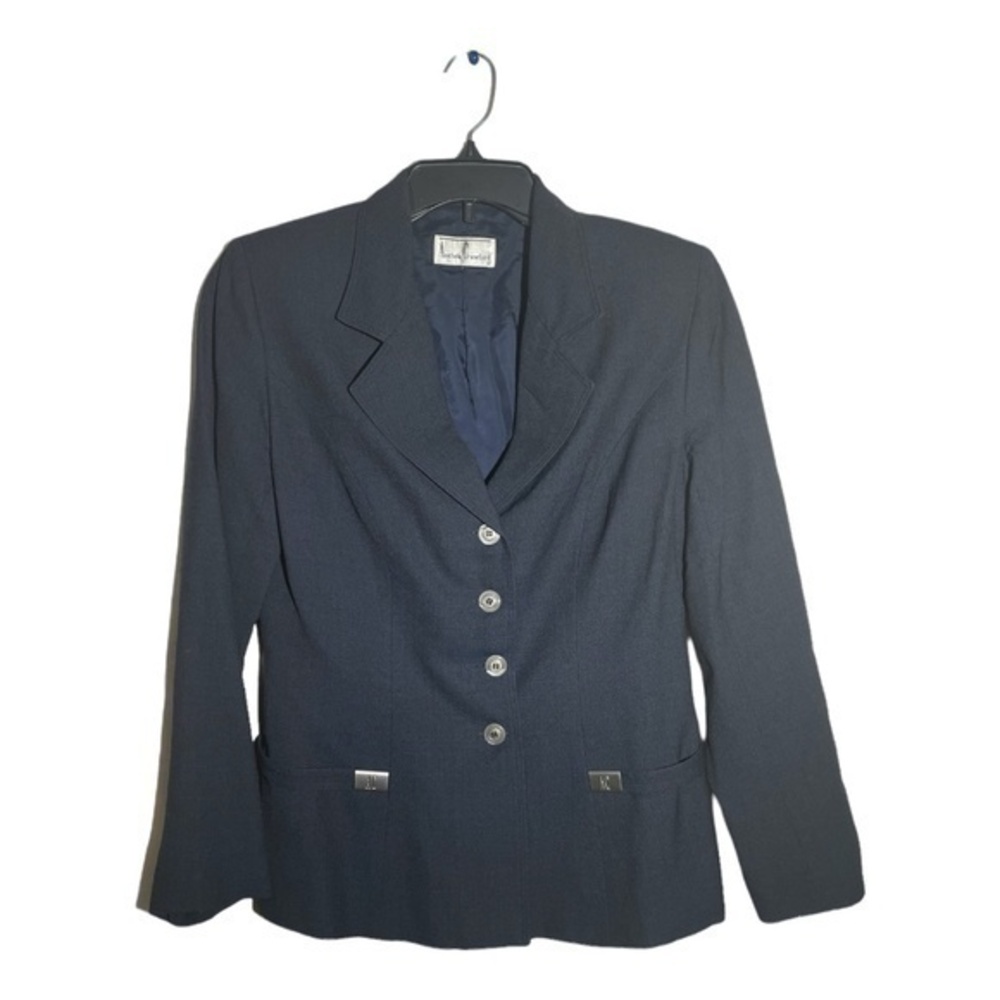 Anthea Crawford Womens Vintage Blazer Navy 100% Wool Size 12